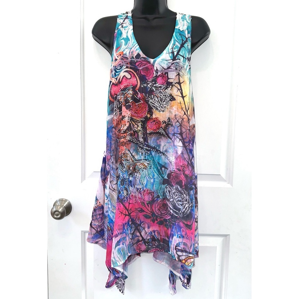 S-Twelve Vibrant Multi Color rhinestone embellished dress